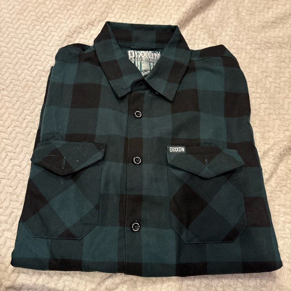 DIXXON Black and Green Plaid Casual Button Down Shirt